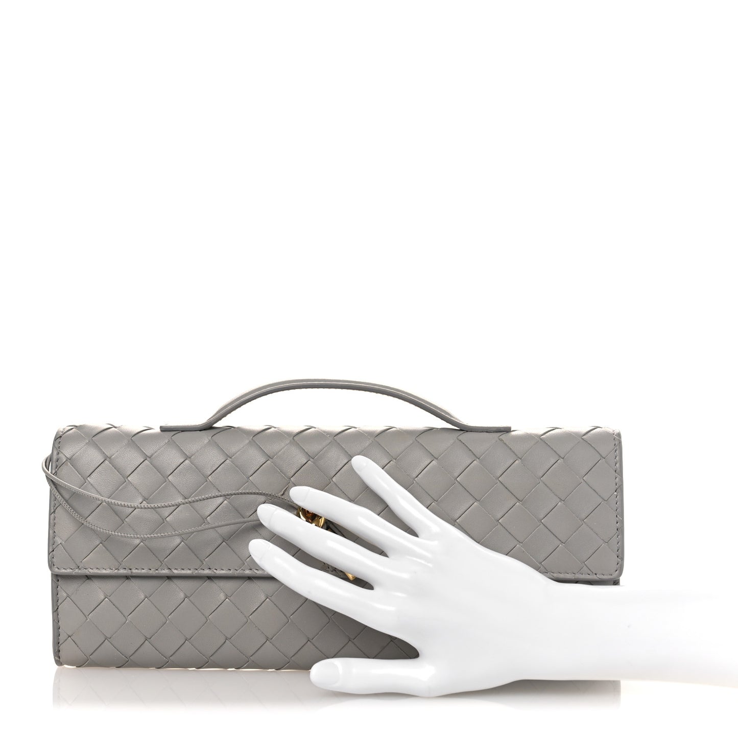 Nappa Intrecciato Long Andiamo Top Handle Clutch Sterling