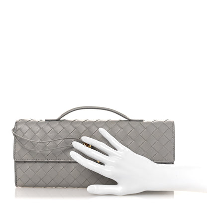 Bottega Veneta Nappa Intrecciato Long Andiamo Top Handle Clutch Sterling 1 of 13