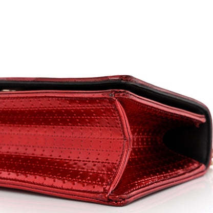 Christian Dior Metallic Patent Micro-Cannage Small Diorama Flap Bag Red 10 of 17