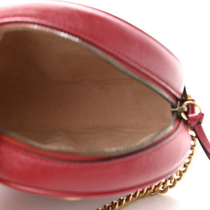 Gucci Glazed Calfskin Matelasse Heart Mini GG Marmont Round Shoulder Bag Romantic Cerise 5 of 11