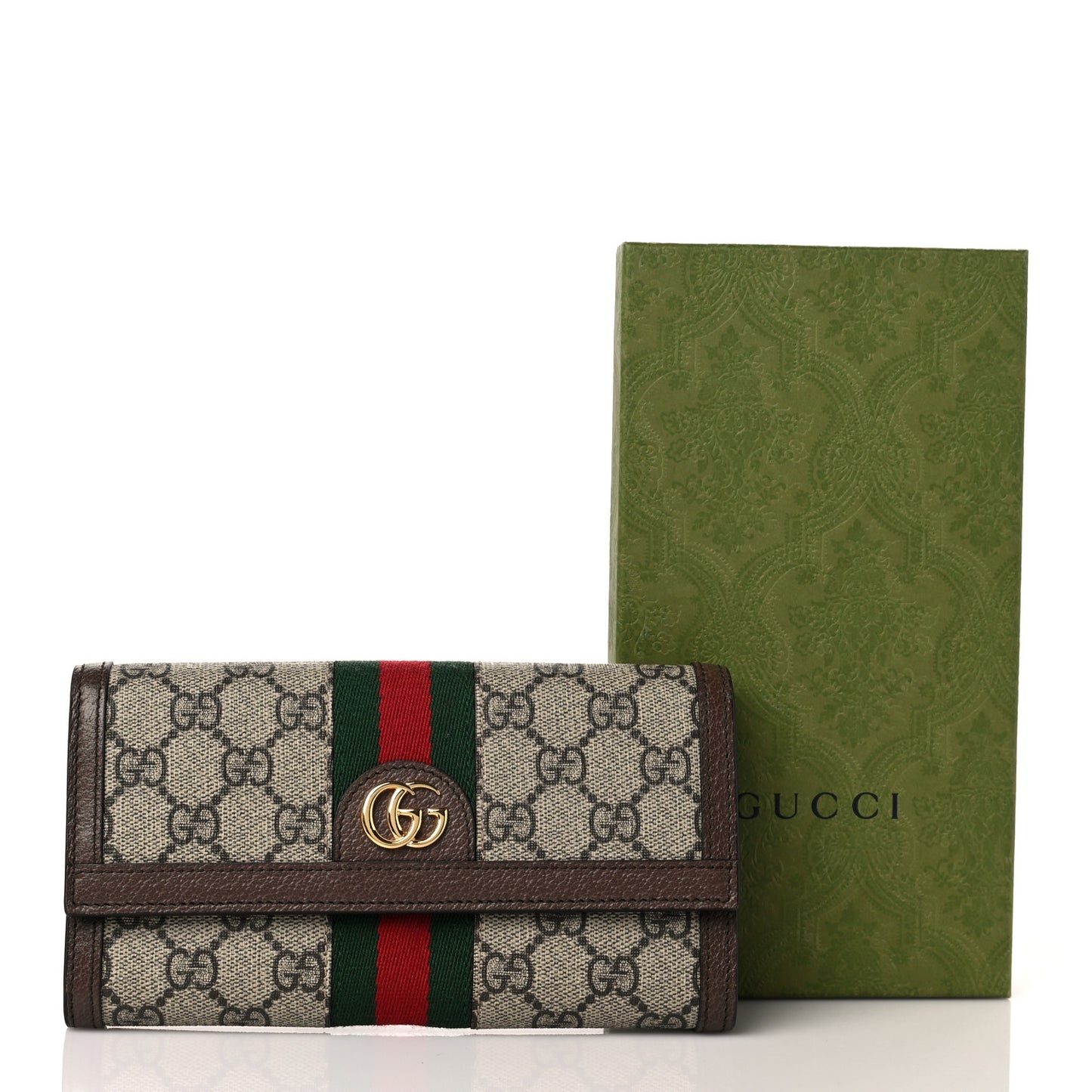 GG Supreme Monogram Web Ophidia Continental Wallet Brown