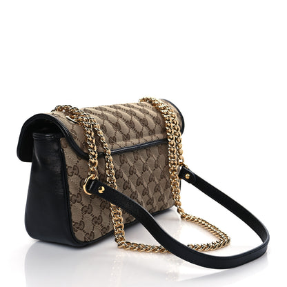 Gucci Monogram Matelasse Diagonal Small GG Marmont Shoulder Bag Beige Black 3 of 11
