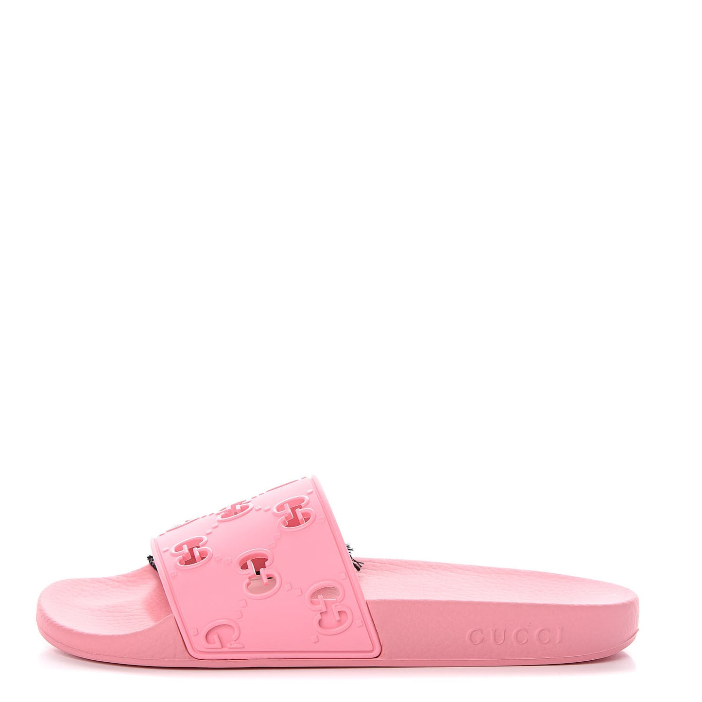 Rubber GG Monogram Perforated Womens Slide Sandals 38 Rose Box