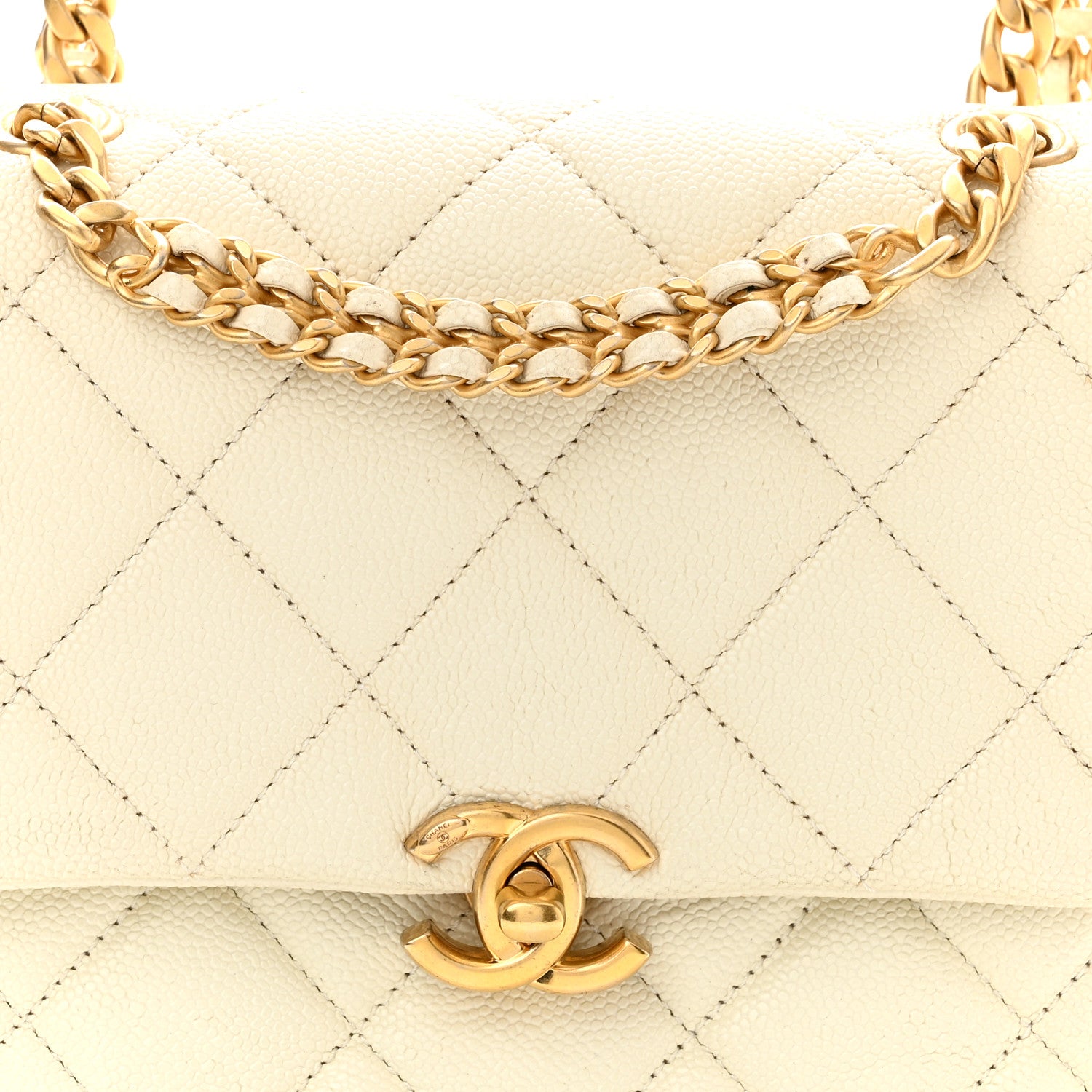 Chanel Shiny Caviar Quilted Chain Melody Backpack White 8 of 10