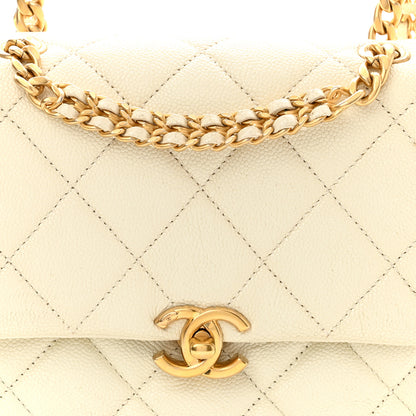 Chanel Shiny Caviar Quilted Chain Melody Backpack White 8 of 10