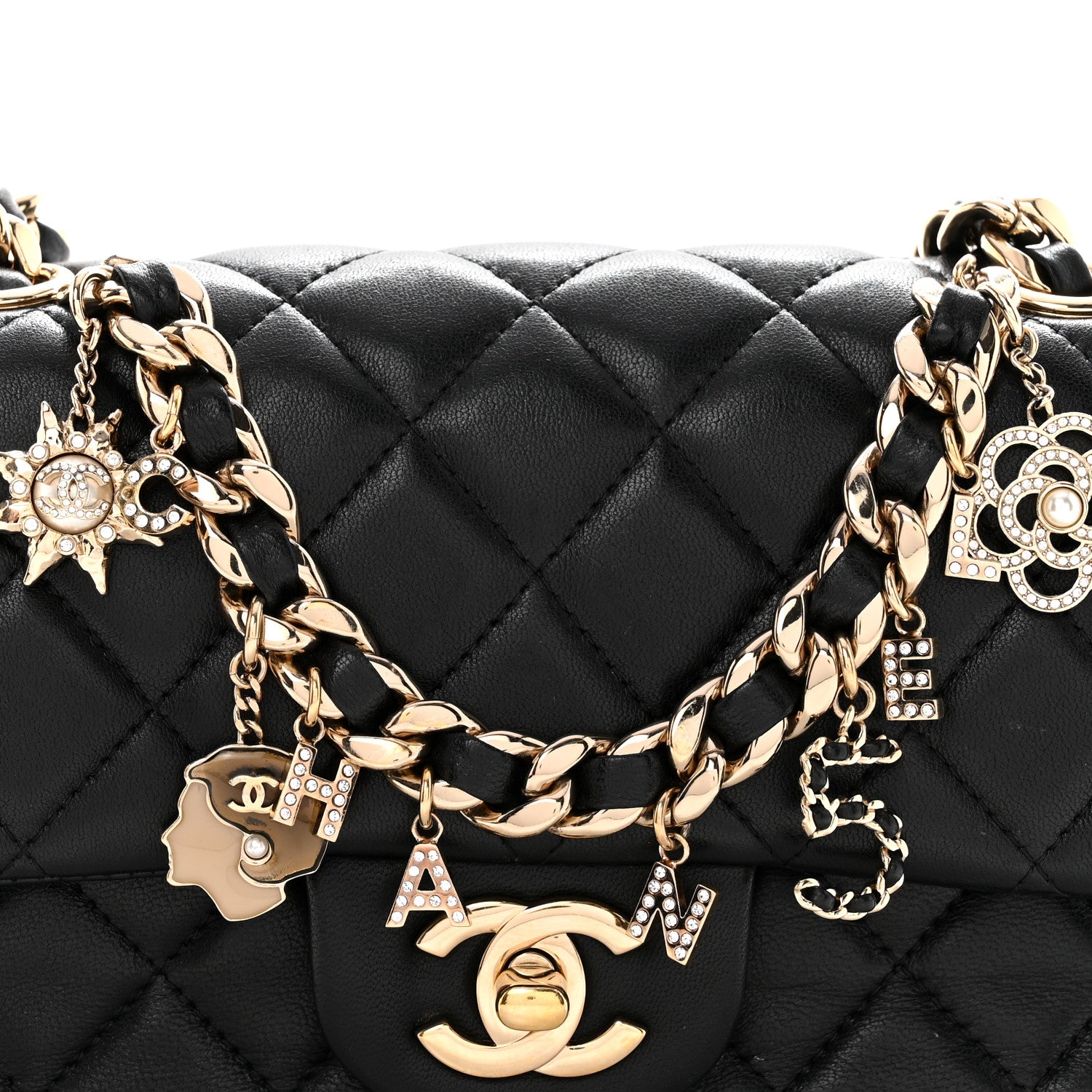 Chanel Lambskin Quilted Mini Coco Charms Rectangular Flap Black 8 of 13