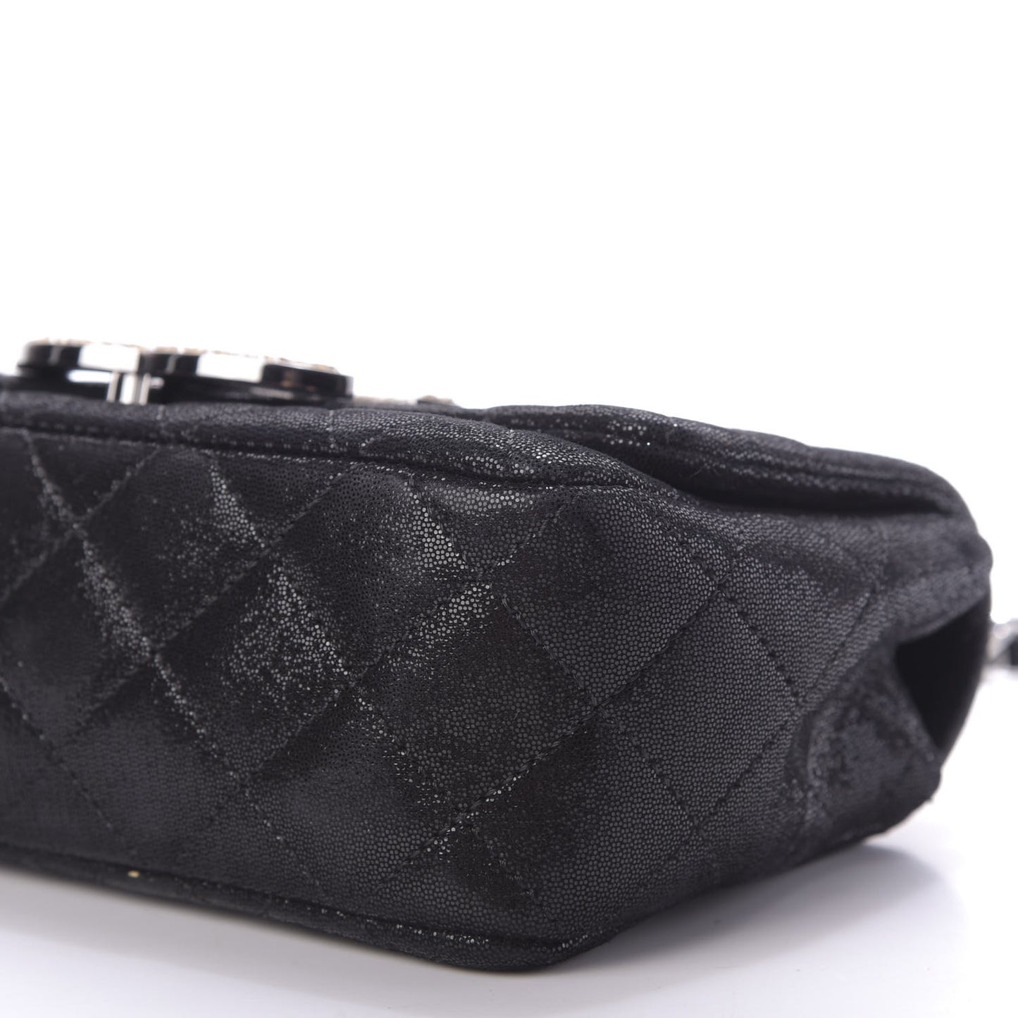 Sequin Goatskin Crystal CC Mini Flap Black