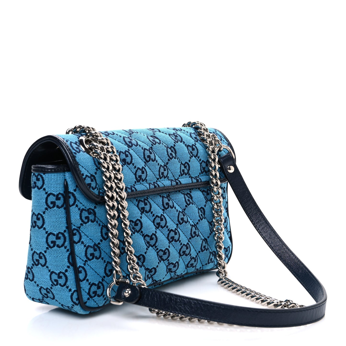 Monogram Multicolor Matelasse Diagonal Small GG Marmont Shoulder Bag Light Blue