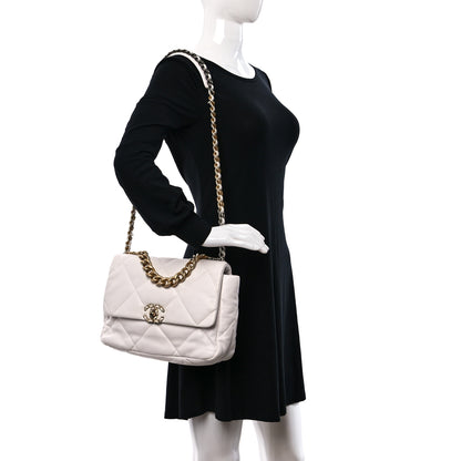 Chanel Goatskin Quilted Large Chanel 19 Flap White 2 of 9