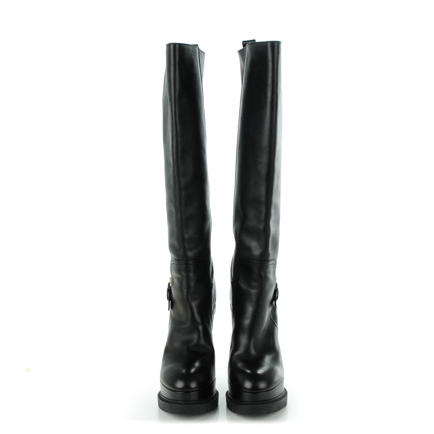 Calfskin High Platform Boots 39 Black