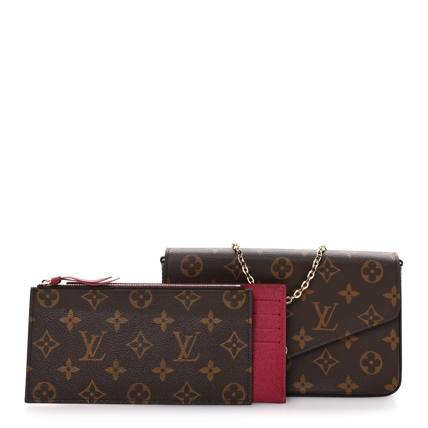 Louis Vuitton Monogram Pochette Felicie Chain Wallet Fuchsia 3 of 10