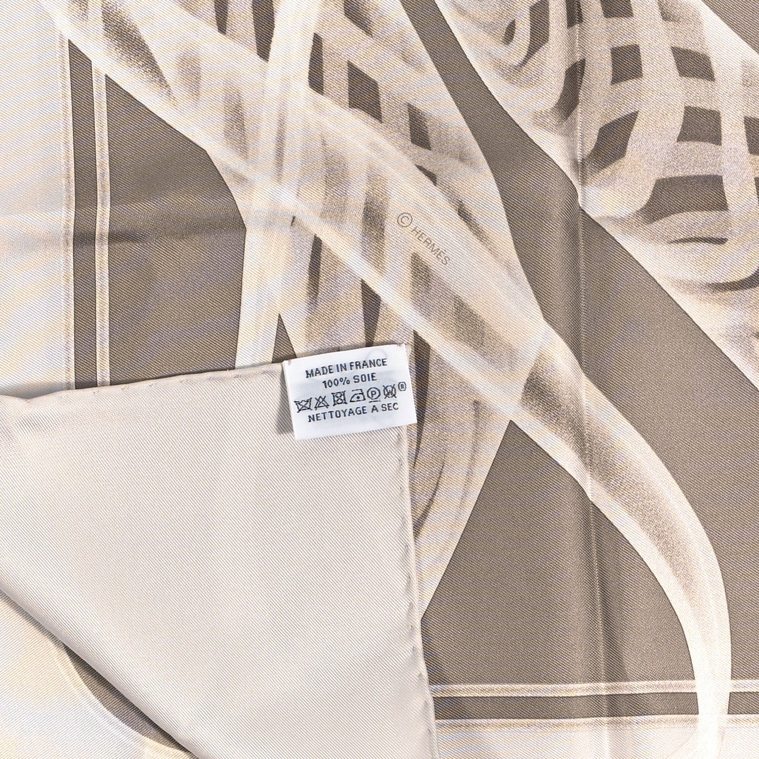 Hermes Silk Please Check In Scarf 90 Gris Perle Etoupe 3 of 4