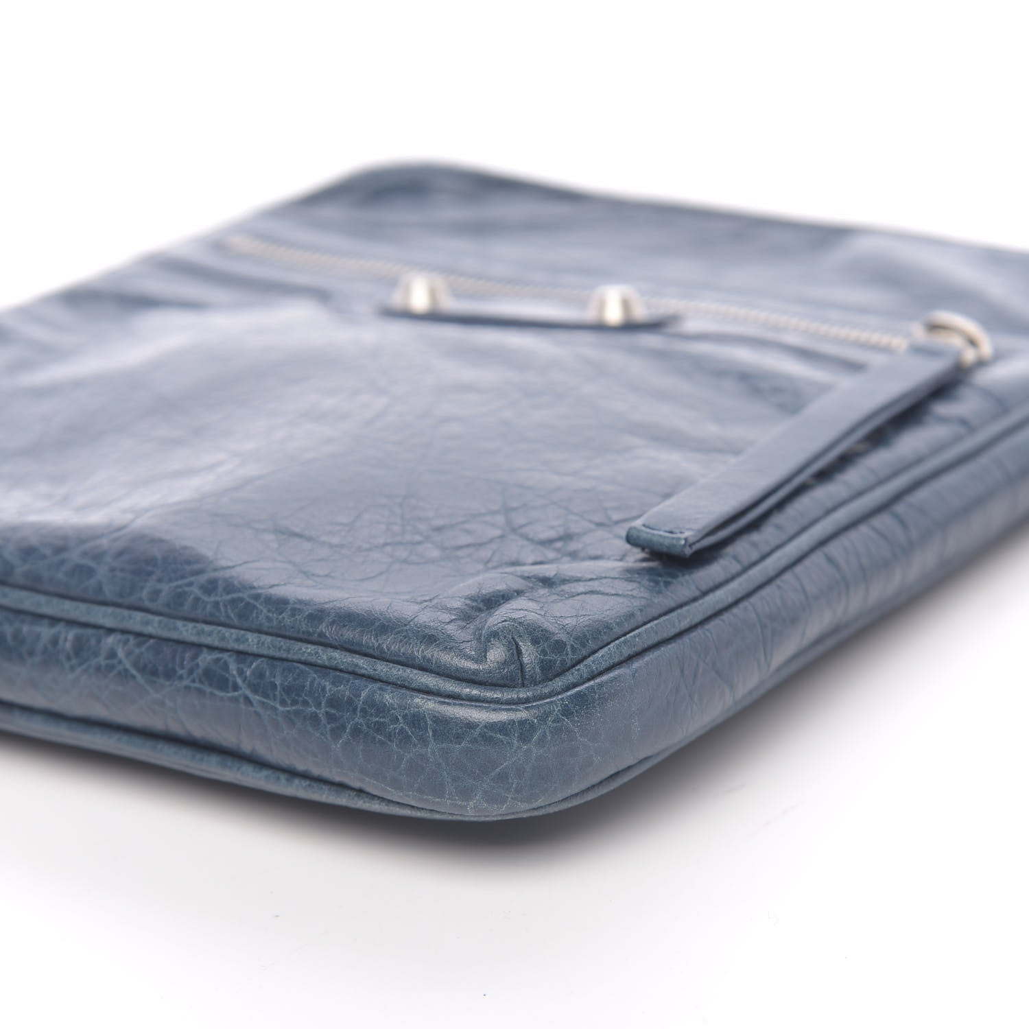 Balenciaga Agneau Arena Classic Silver Hardware Porte iPad Case Bleu Mineral 9 of 11