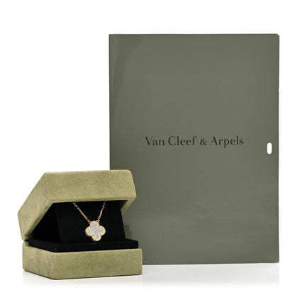 Van Cleef & Arpels 18K Yellow Gold Mother of Pearl Vintage Alhambra Pendant Necklace 6 of 6