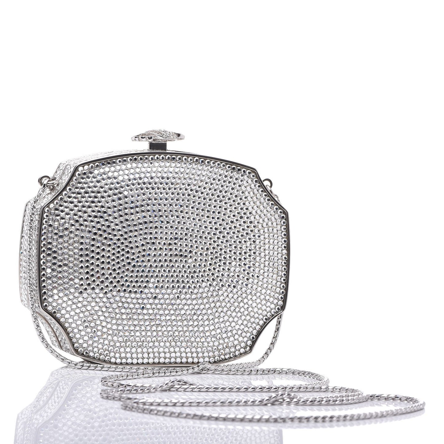 Crystal Minaudiere Clutch Silver
