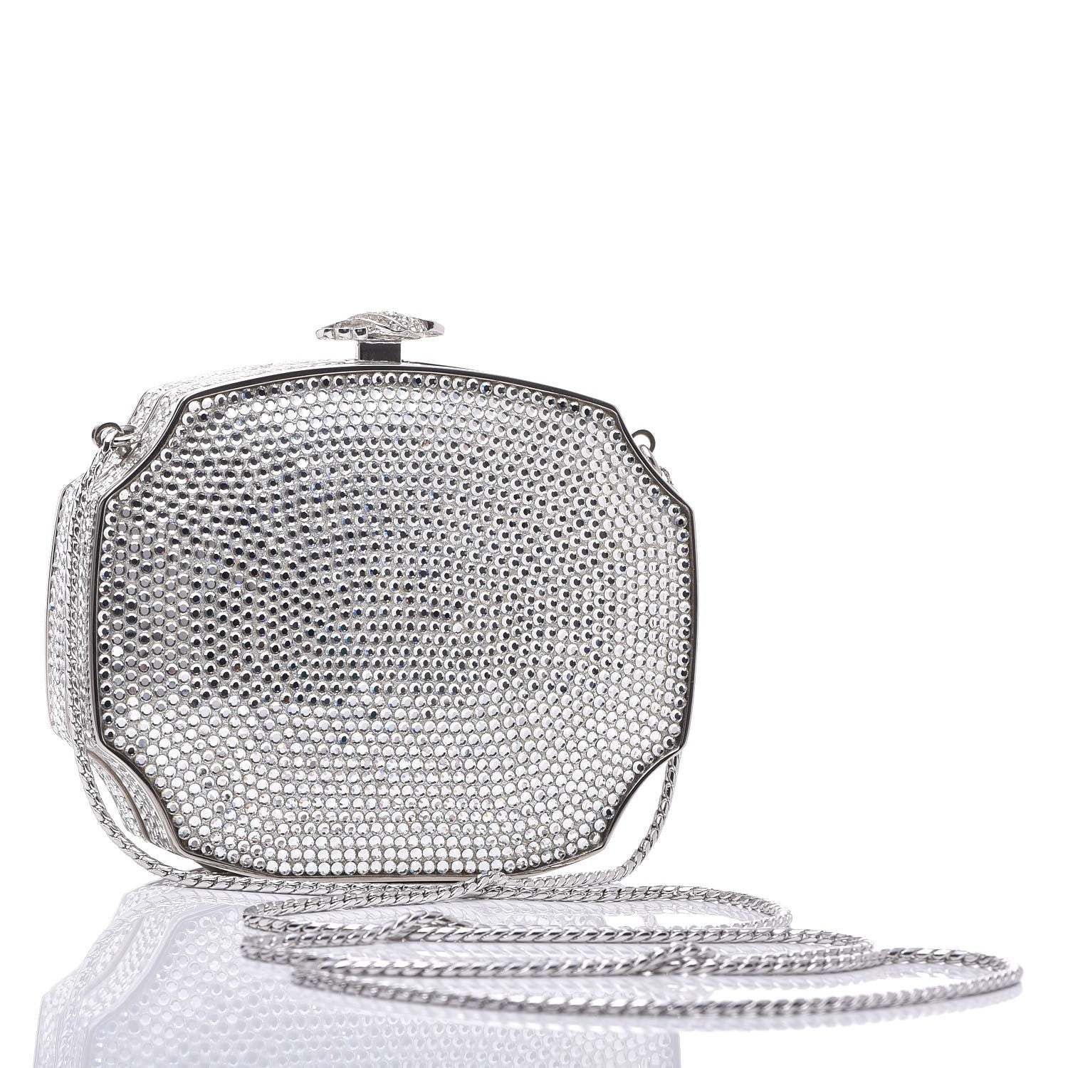 Judith Leiber Crystal Minaudiere Clutch Silver 2 of 12