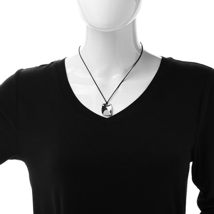 Tiffany Sterling Silver Elsa Peretti Square Pendant Silk Cord Necklace 2 of 5