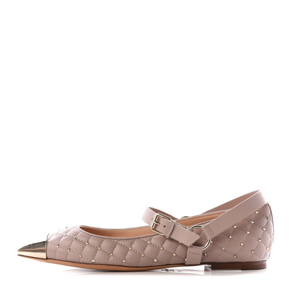 Valentino Garavani Lambskin Rockstud Spike Captoe Ballerina Flats 39.5 Poudre Gold 1 of 13
