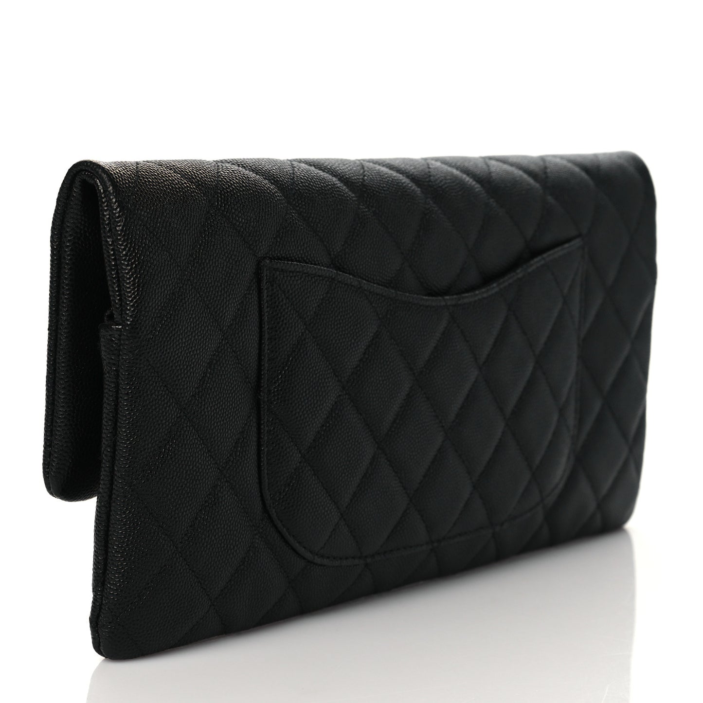 Caviar Quilted Flap Clutch Black