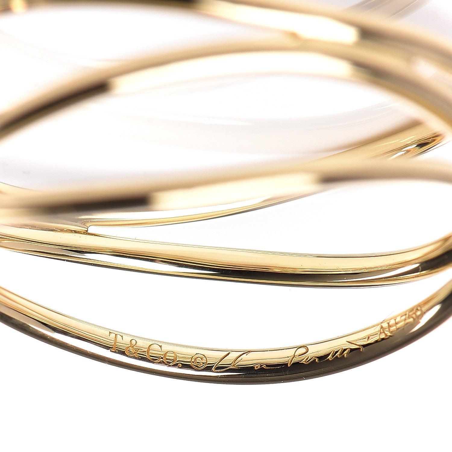Tiffany 18K Yellow Gold Diamond Elsa Peretti 3 Row Wave Ring 51 5.75 6 of 7