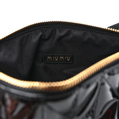 Miu Miu Iridescent Fabric Quilted Mini Spirit Ciré Bag Black 5 of 8