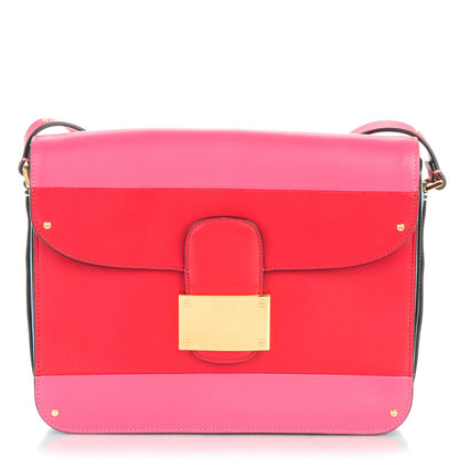 Valentino Garavani Calfskin Rivet Colorblock Shoulder Bag Pink Red 1 of 7