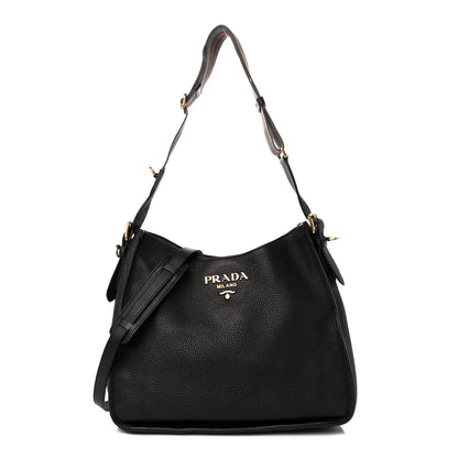 Prada Vitello Daino Double Strap Messenger Black 1 of 11