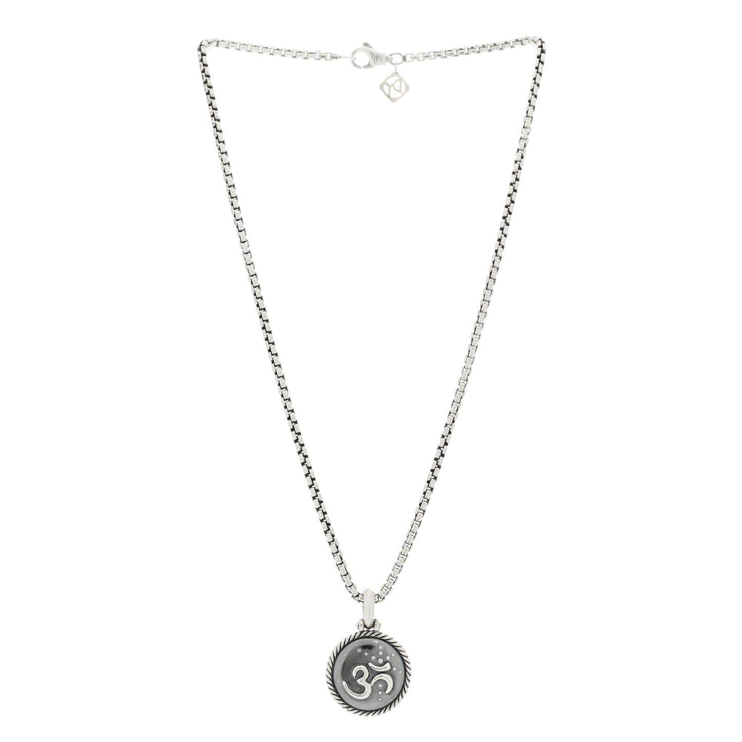 Sterling Silver Diamond Om Amulet Charm Necklace