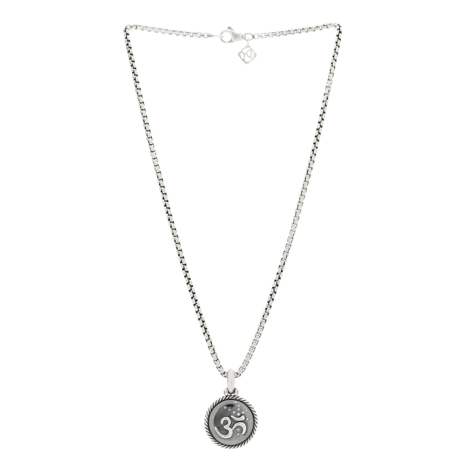 David Yurman Sterling Silver Diamond Om Amulet Charm Necklace 3 of 7
