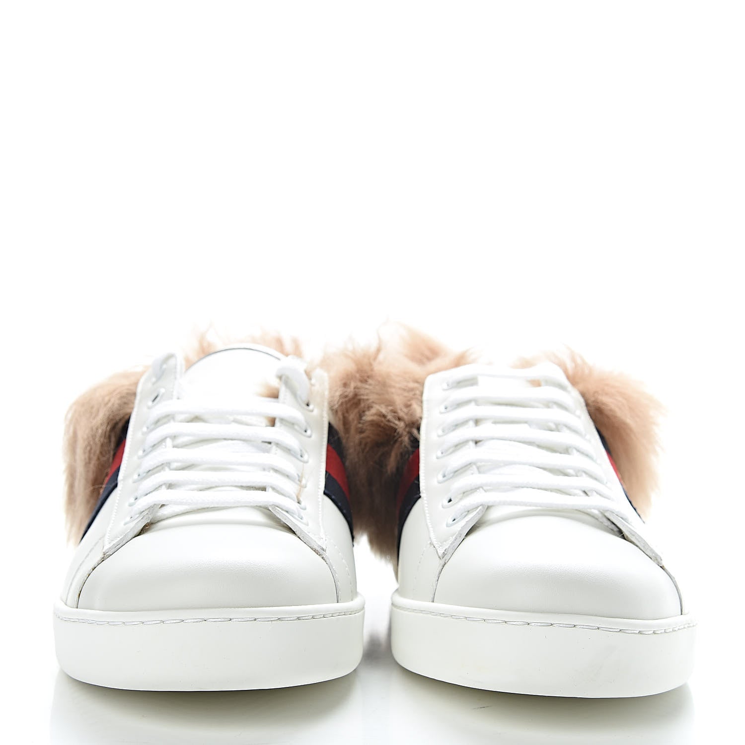 Gucci Calfskin Wool Web Bee Embroidered Mens Ace Sneakers 8.5 White 2 of 10