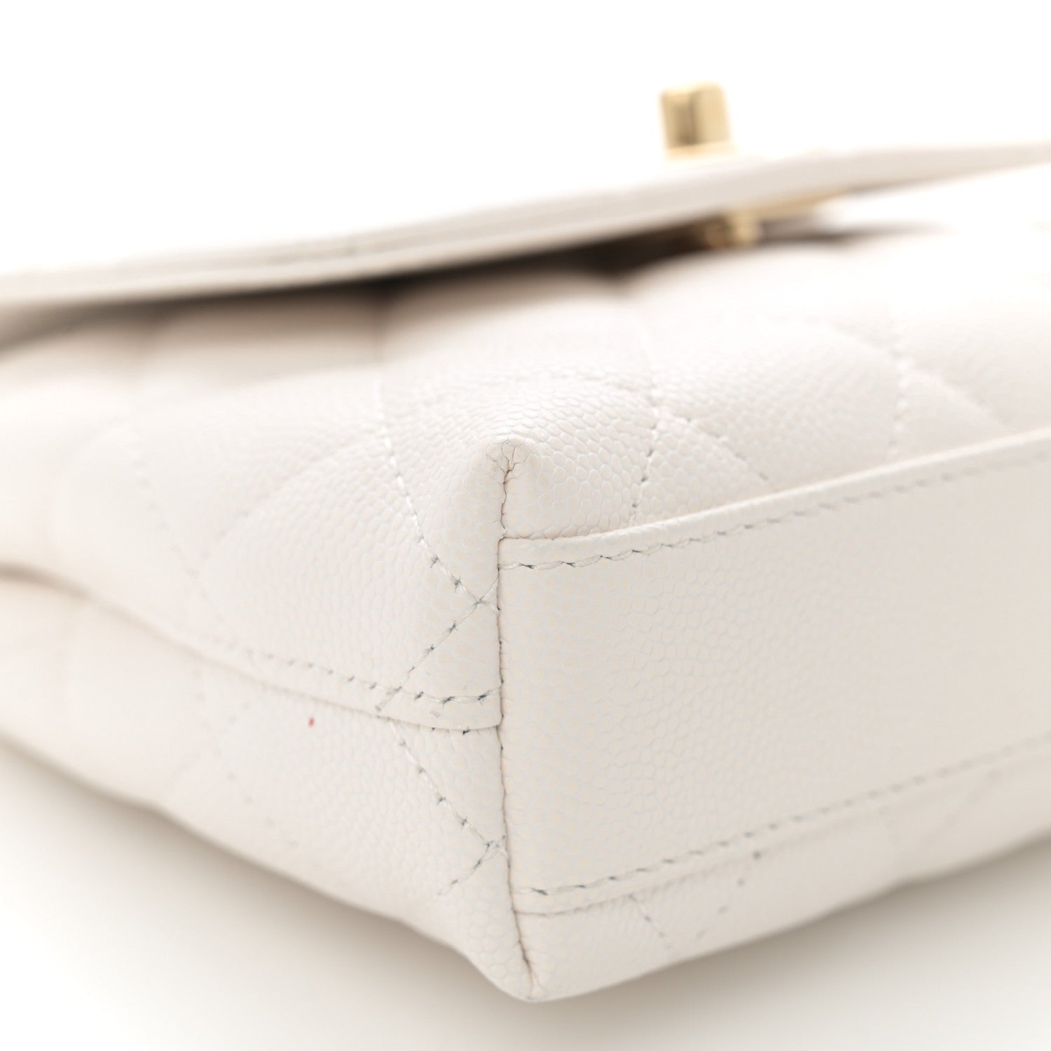 Chanel Caviar Quilted Coco Handle Clutch With Chain White 9 of 10