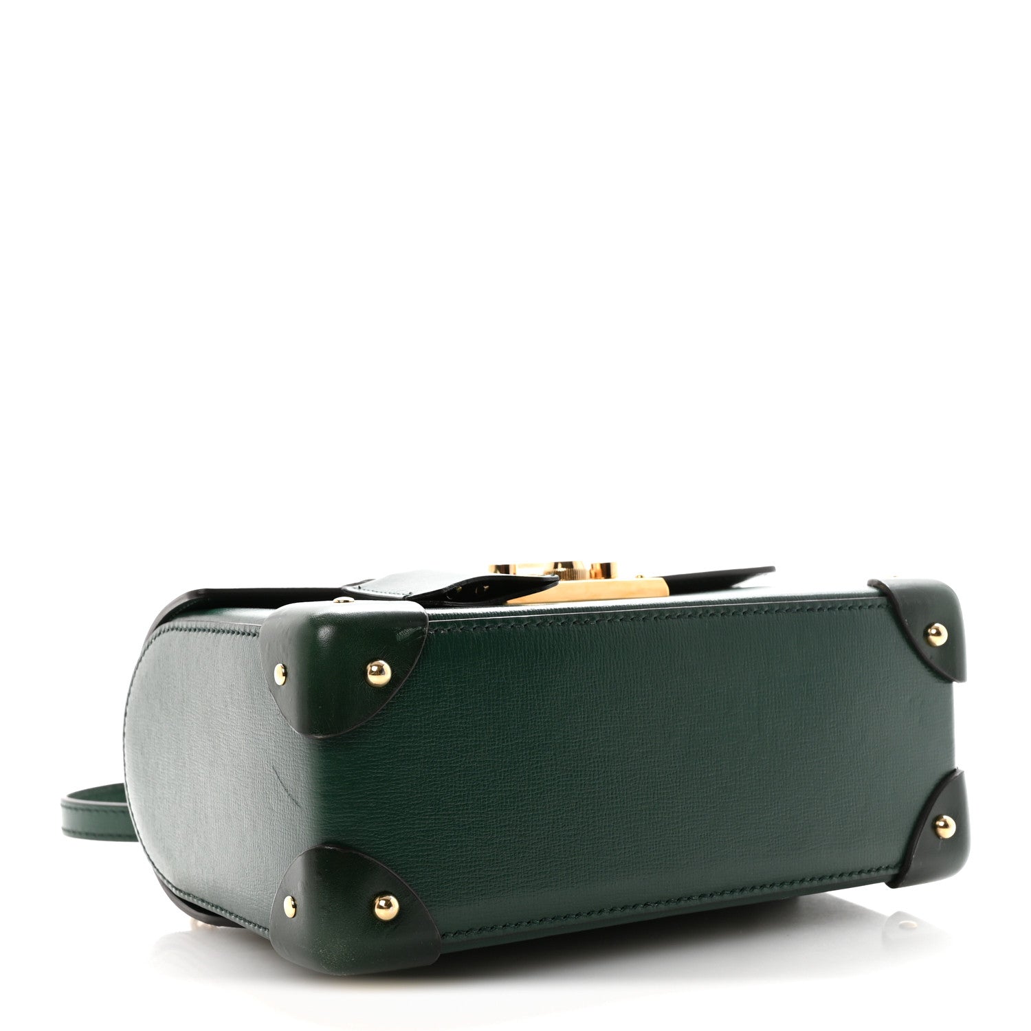 Gucci Azalea Calfskin Small Padlock Bamboo Shoulder Bag Vintage Green 4 of 10