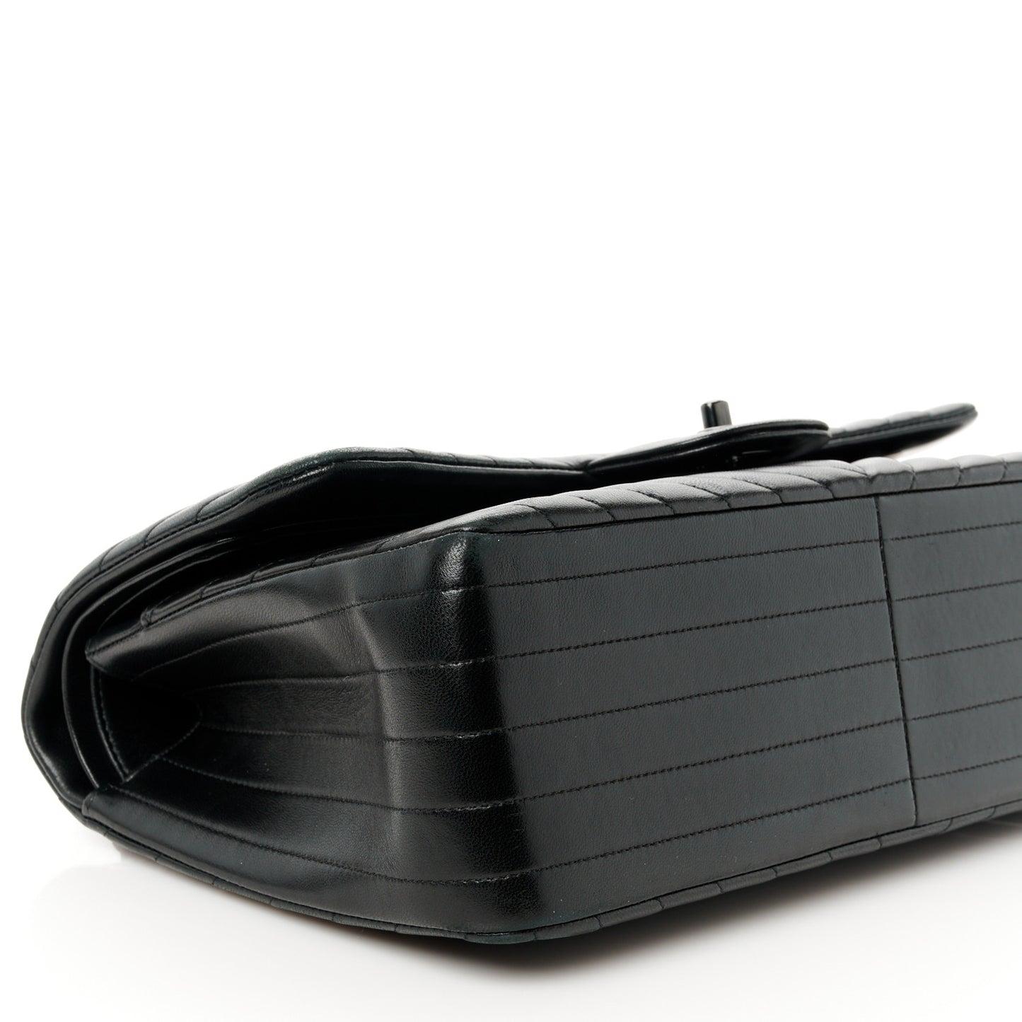 Lambskin Chevron Quilted Jumbo Double Flap So Black