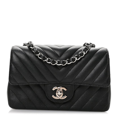 Chanel Caviar Chevron Quilted Mini Rectangular Flap Black 1 of 11