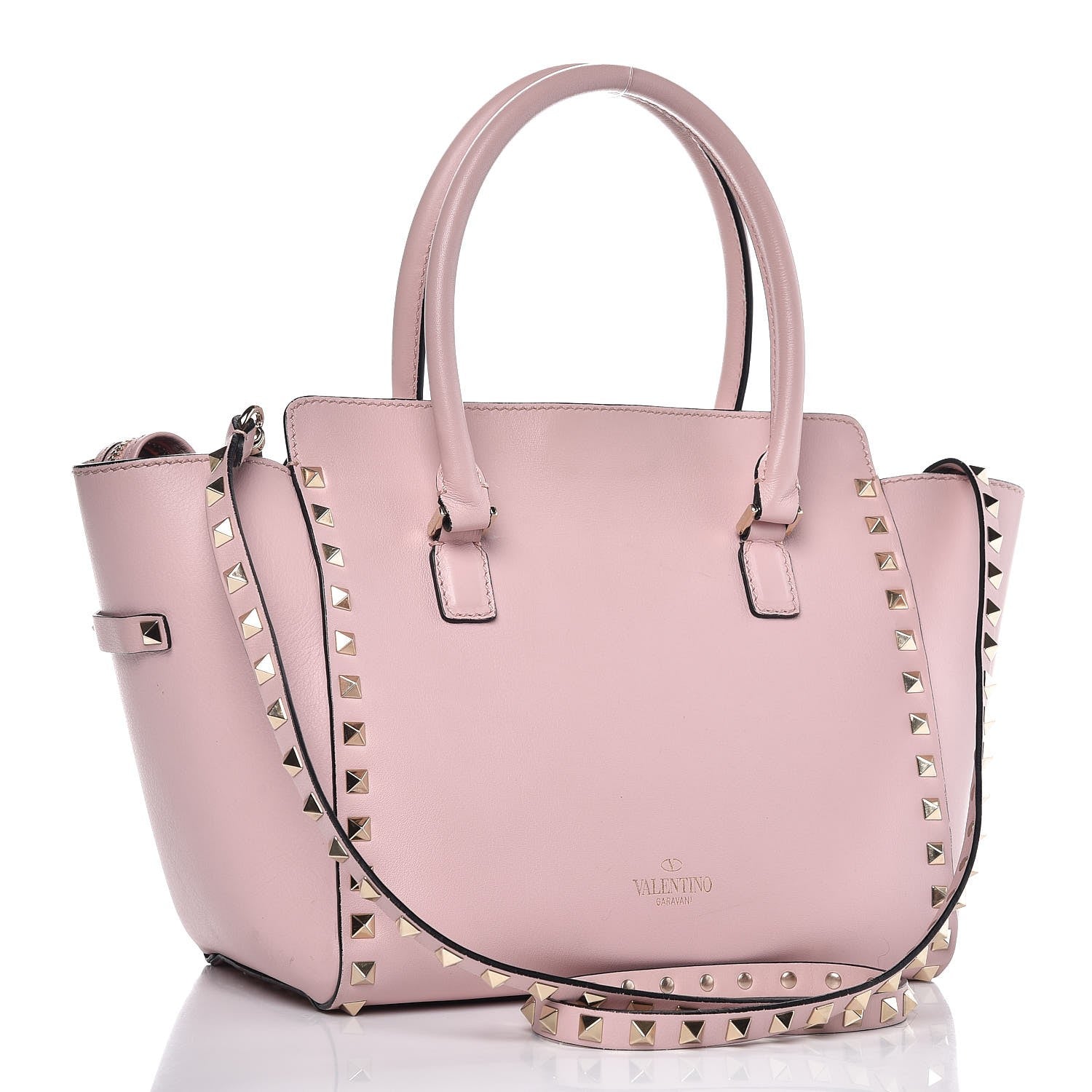 Valentino Garavani Vitello Small Rockstud Double Handle Tote Water Rose 4 of 15