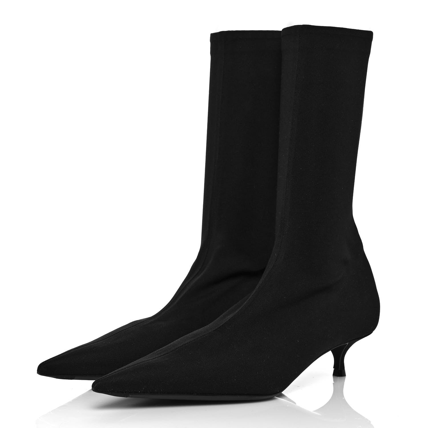 Balenciaga Jersey Crepe Extreme Pointed Toe Knife Booties 38.5 Black 3 of 6