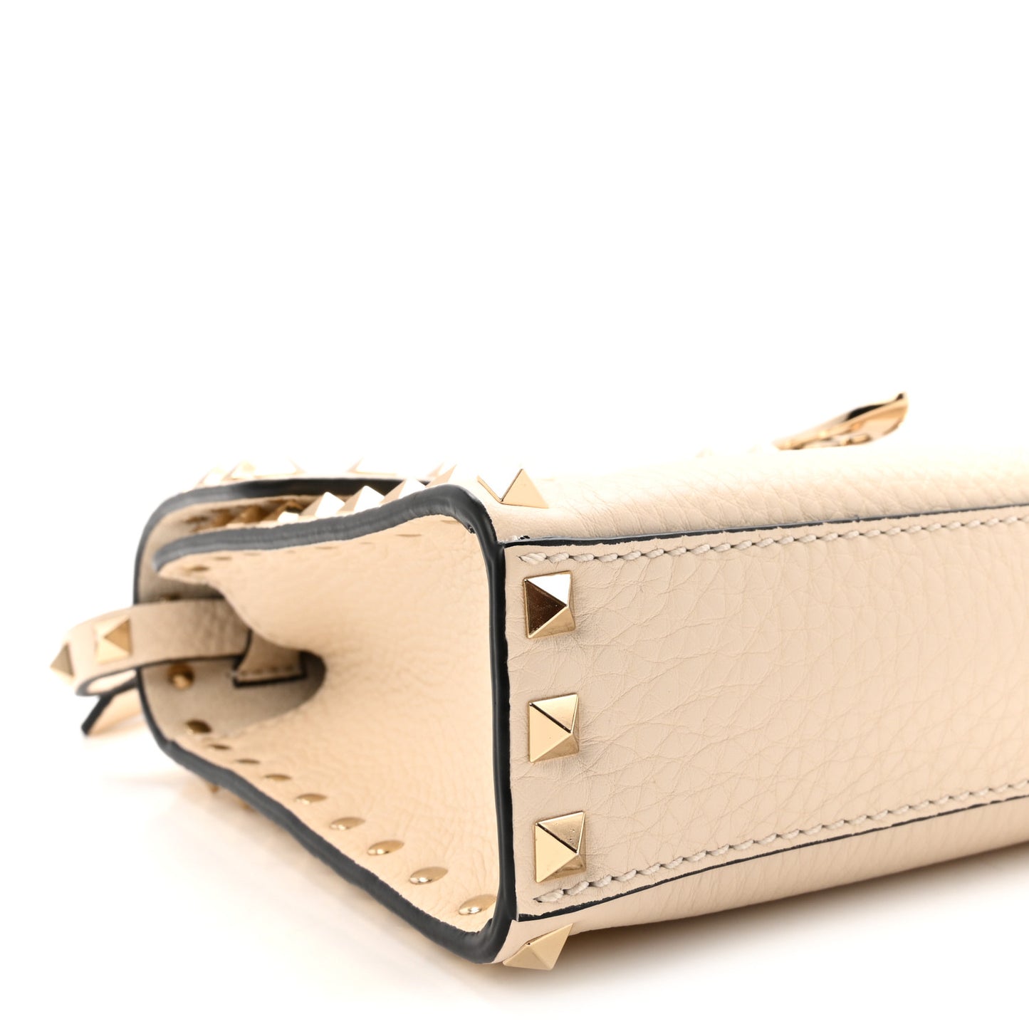 Pebbled Calfskin Medium Rockstud Flip Lock Crossbody Bag Light Ivory