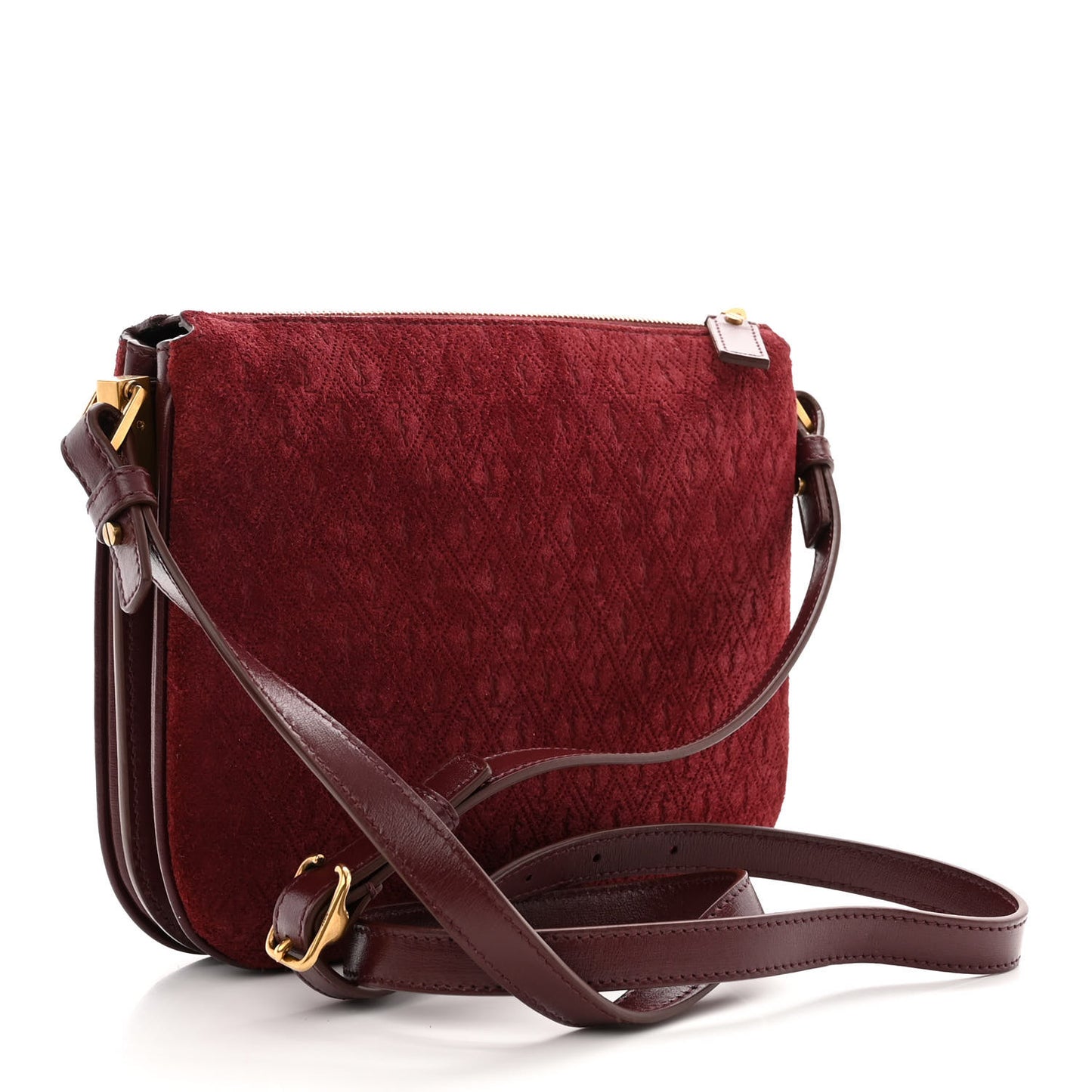Suede All-Over Monogram Crossbody Burgundy