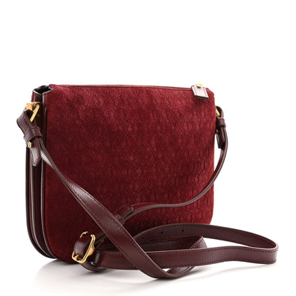 Saint Laurent Suede All-Over Monogram Crossbody Burgundy 3 of 11