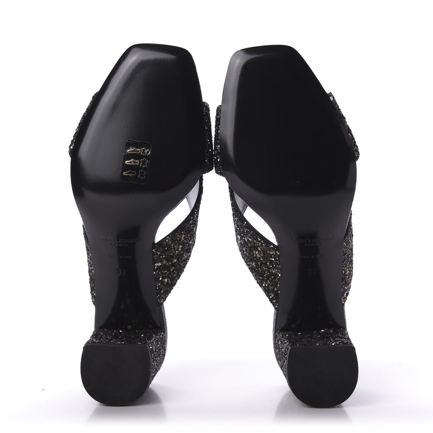 Saint Laurent Glitter LouLou 70 Mule Sandals 37 Black Gold 5 of 10
