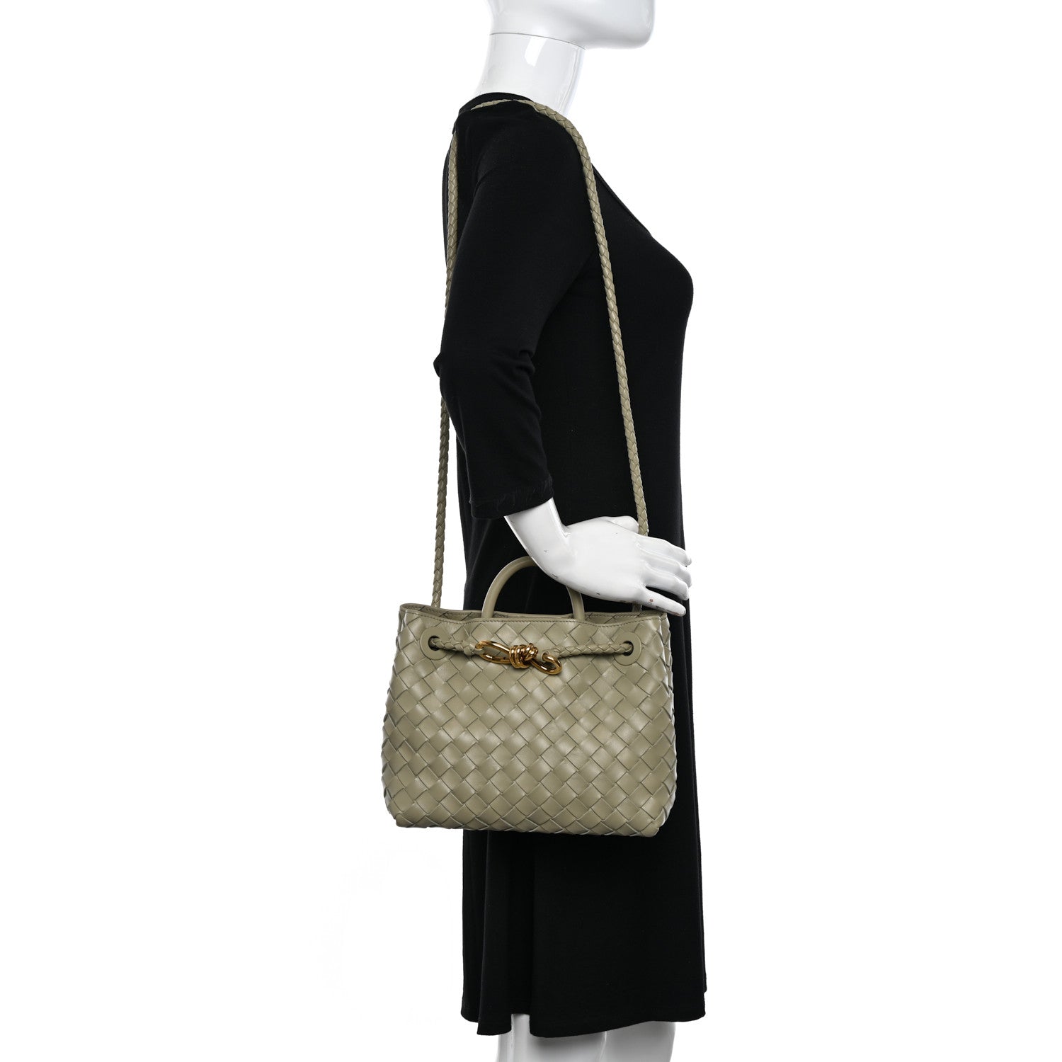 Bottega Veneta Nappa Intrecciato Small Andiamo Shoulder Bag Travertine 2 of 9