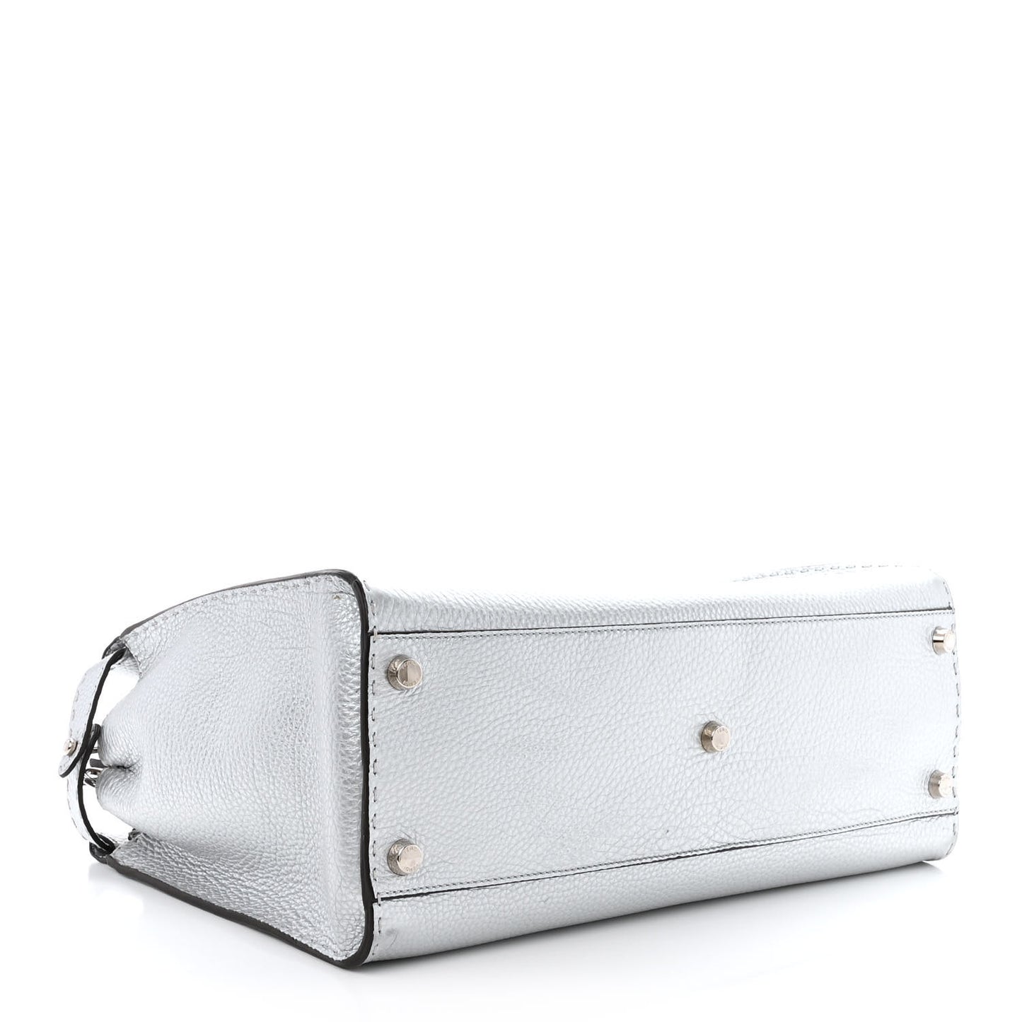 Metallic Cuoio Romano Selleria Metal Stitch Large Mens Peekaboo Iconic Essential Satchel Silver