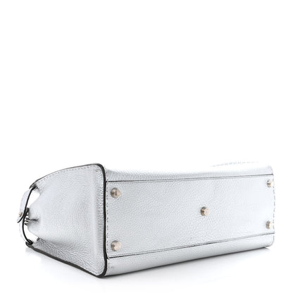Fendi Metallic Cuoio Romano Selleria Metal Stitch Large Mens Peekaboo Iconic Essential Satchel Silver 4 of 14