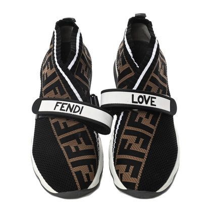 Fendi Stretch Yarn FF Stiff Band Rockoko Sneakers 39 Black White Tobacco 10 of 24