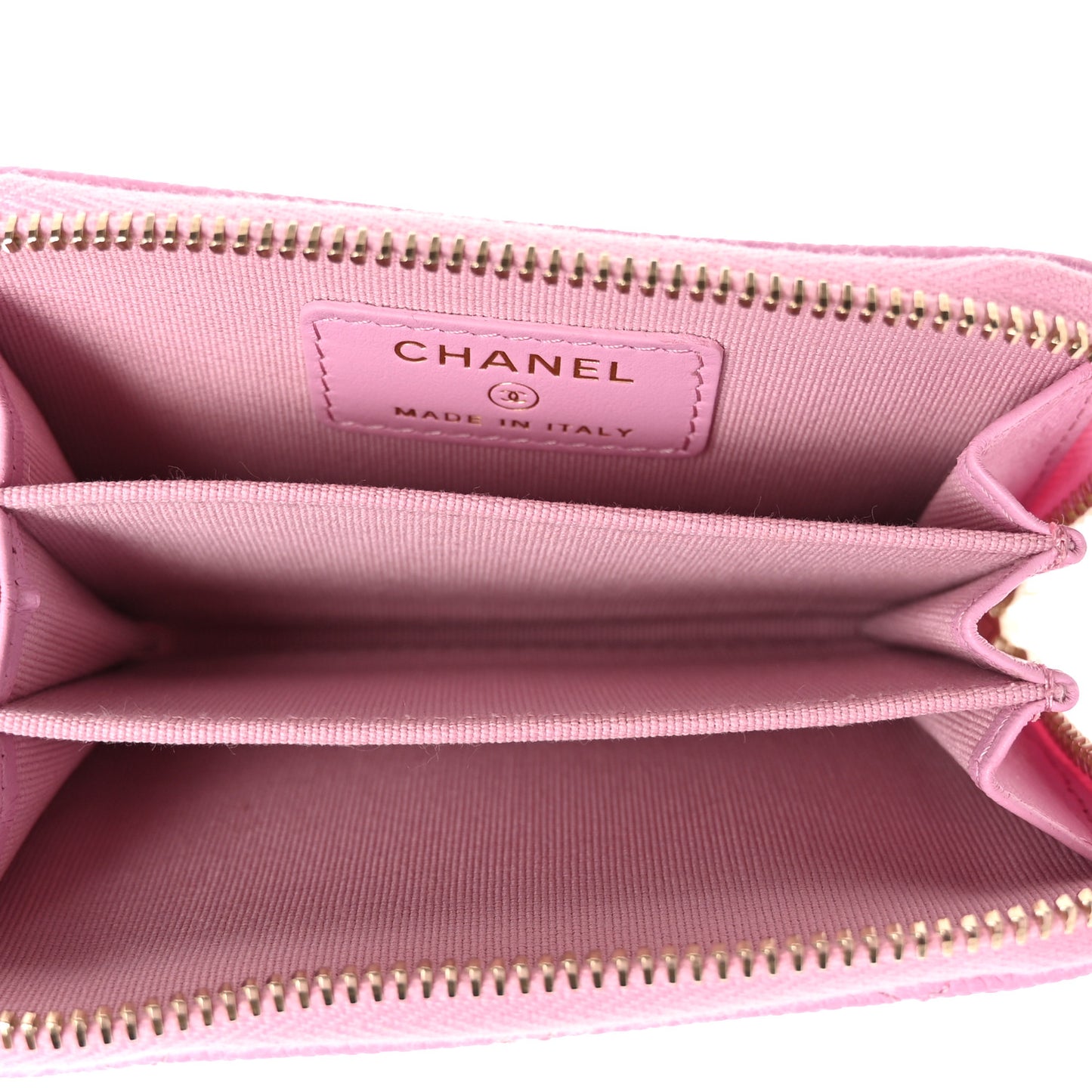 Caviar Quilted Zip Coin Purse Pink