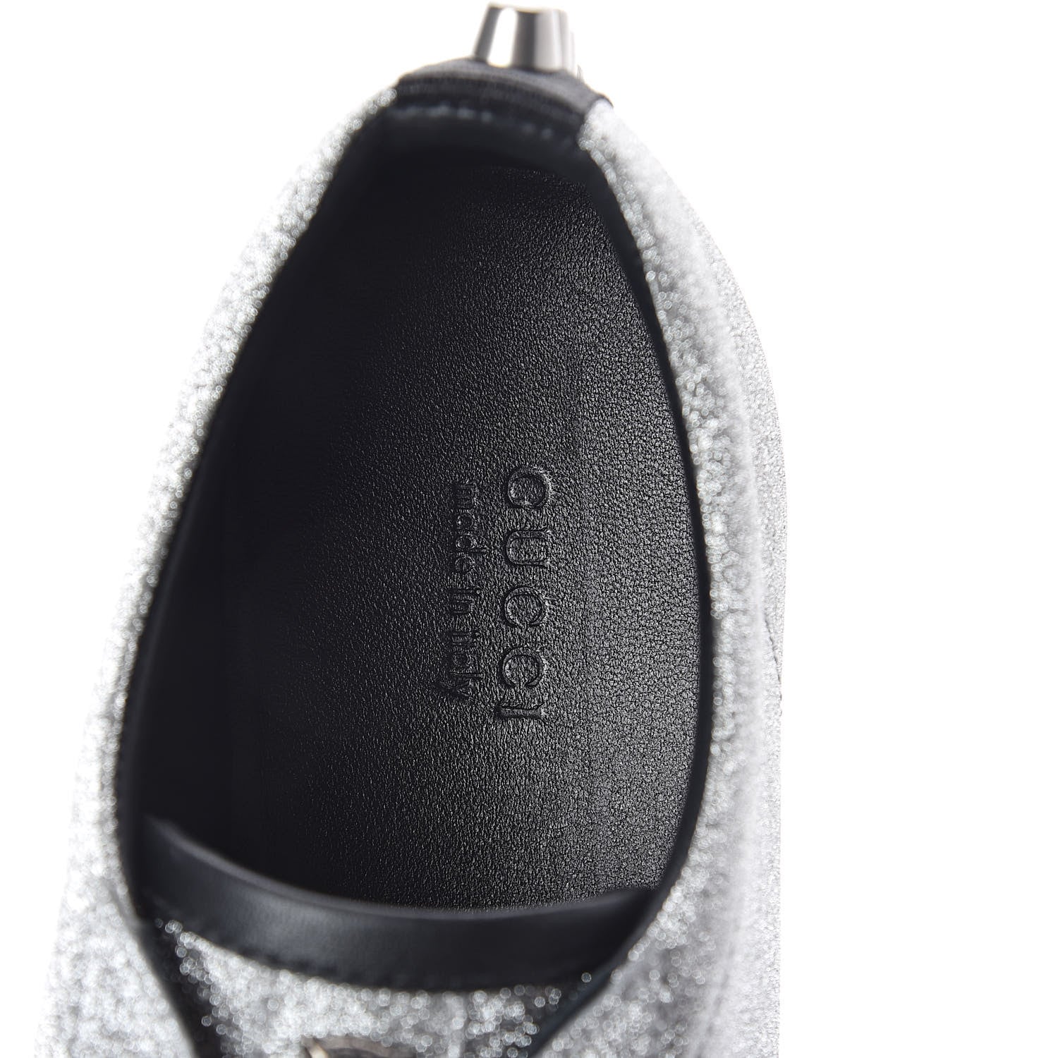 Gucci Glitter Fabric Studded Web Sneakers 39 Silver 5 of 7