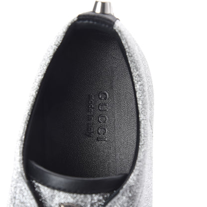 Gucci Glitter Fabric Studded Web Sneakers 39 Silver 5 of 7