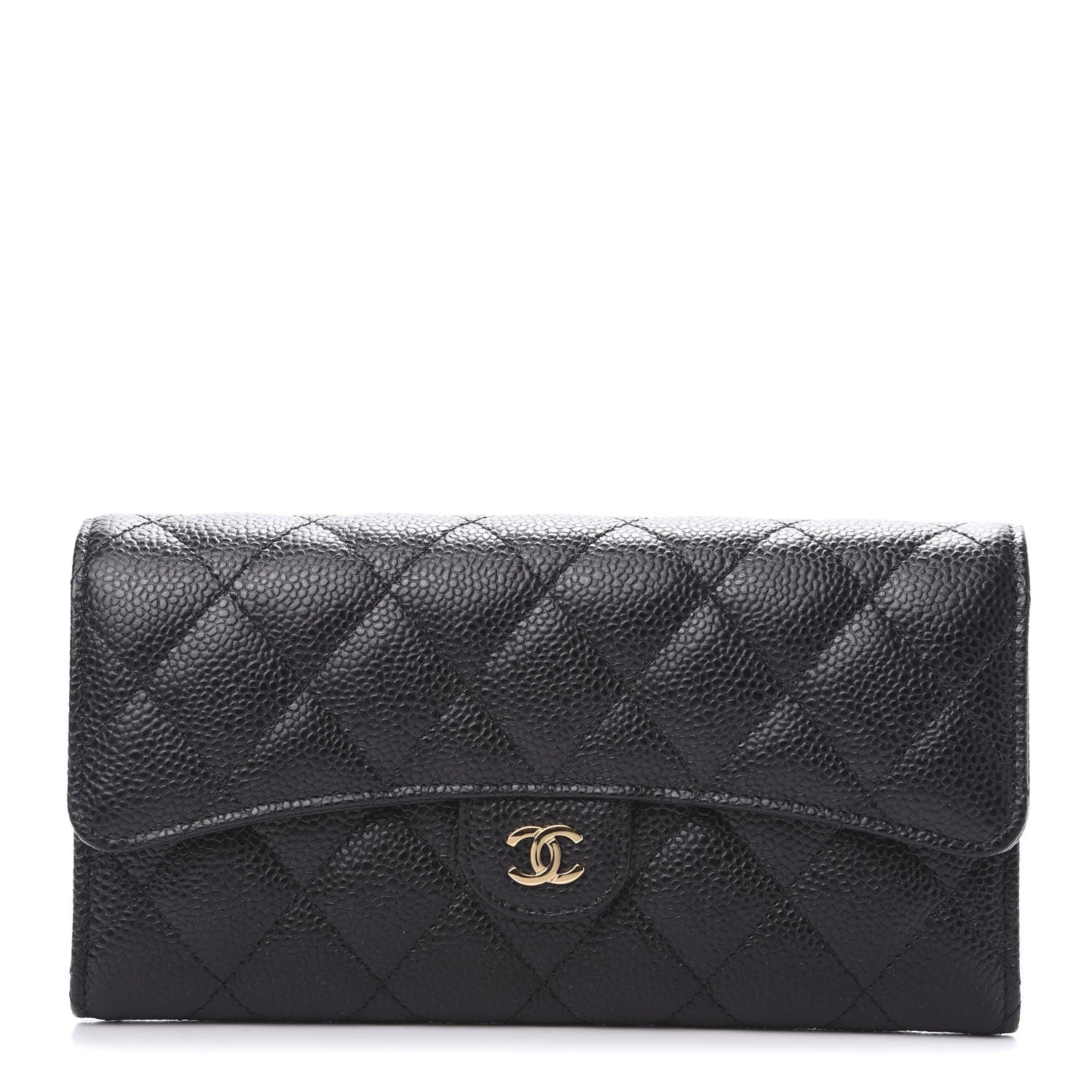 Chanel Caviar Quilted Large Gusset Flap Wallet Black 1 of 9