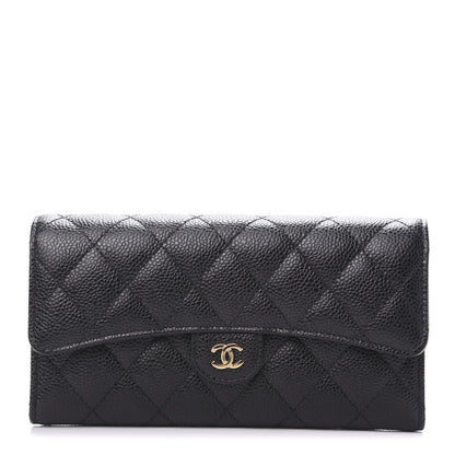 Chanel Caviar Quilted Large Gusset Flap Wallet Black 1 of 9