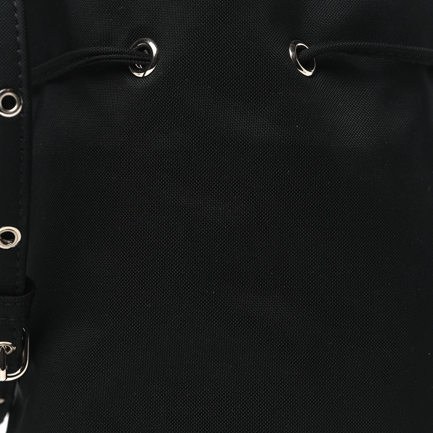 Balenciaga Recycled Sport Nylon Logo Embroidered Wheel Drawstring Bucket Bag Black White 8 of 10